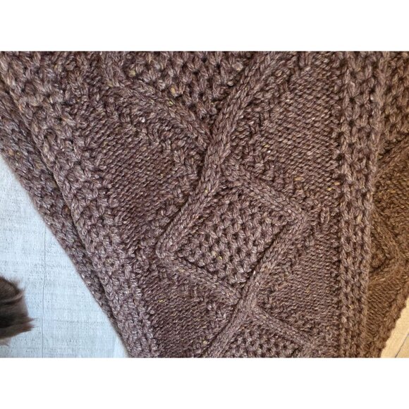 Eddie Bauer Brown Cable Knit Wool Scarf With Fringe - Picture 3 of 7